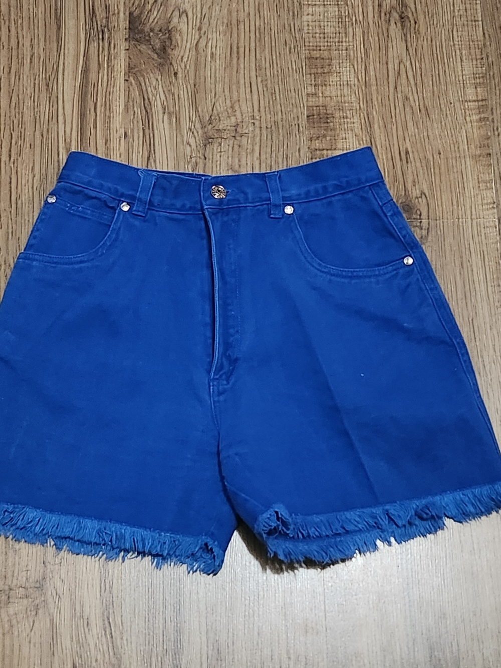 French Toast Royal Blue Frayed Denim Shorts